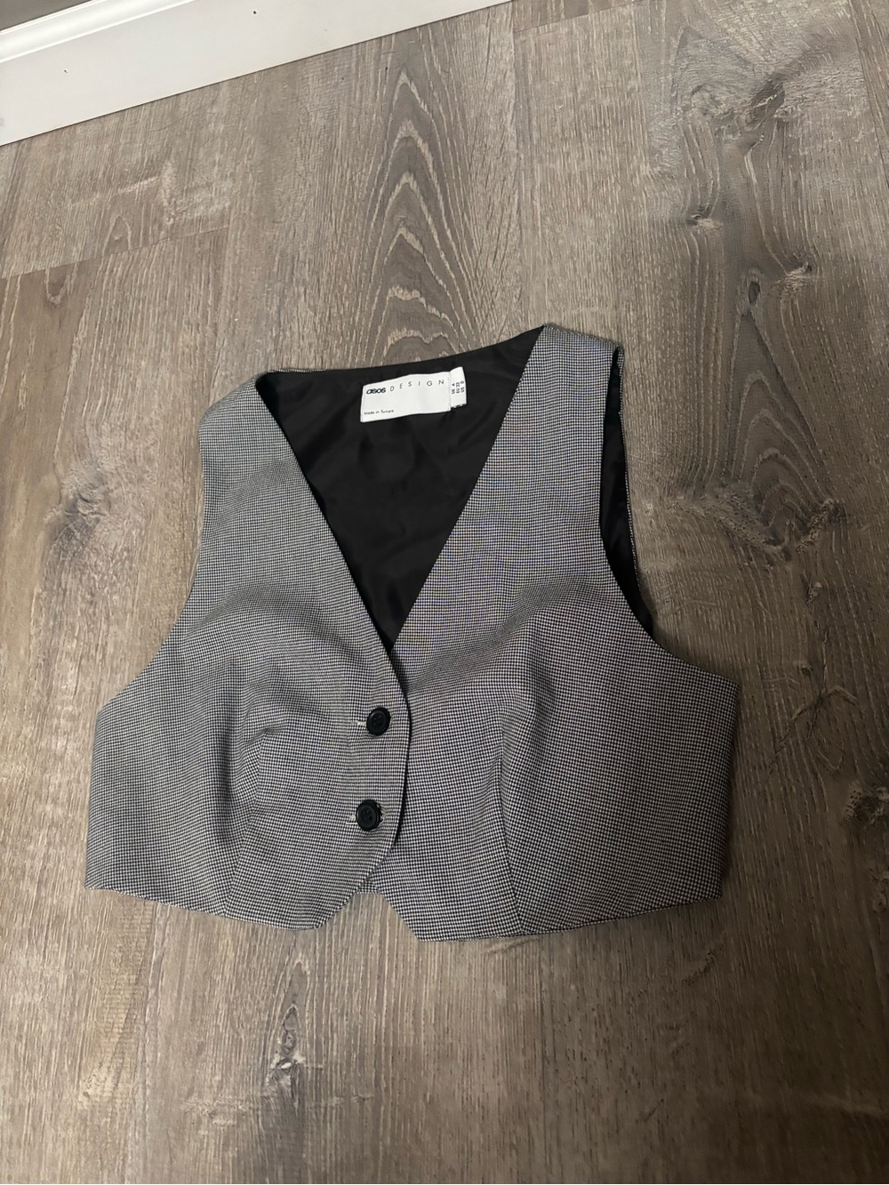 Houndstooth Print Cropped Vest